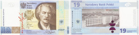 Polish banknotes 1994-2021
POLSKA / POLAND / POLEN / POLOGNE / POLSKO

III RP. 19 zlotych 2019 seria RP 100-lecie PWPW 

Idealnie zachowany, bank...