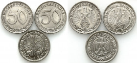 Germany
Germany, Weimar and the Third Reich. 50 pfennigs 1928, 1939, set of 3 coins 

Ładnie zachowane egzemplarze.&nbsp;KM# 49, 95

Details: Ni ...