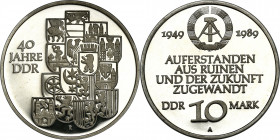 Germany
Germany, DDR. 10 marks 1989 

Pięknie zachowane.KM# 132

Details: 12,28 g Ag 
Condition: L/L- (Proof/Proof-)