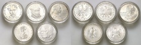 Germany
Germany. 5 Marek 1974 - 1977, set of 5. 

Monety w kapslach.

Details: Ag 
Condition: L/L- (Proof/Proof-)