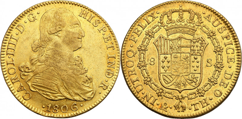 Peru
Peru, Charles IV (1788-1808). 8 Escudo 1806 TH, Mexico 

Ładnie zachowan...