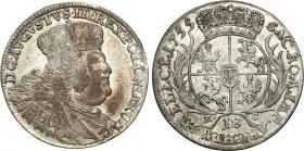 Augustus III the Sas 
POLSKA / POLAND / POLEN / SACHSEN / SAXONY / FRIEDRICH AUGUST II / DRESDEN / LEIPZIG

August III Sas. Ort (18 groszy) 1755 EC...