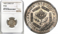 South Africa
South Africa. Elizabeth II (1953-1967). 6 pence 1955 NGC PF66 

Mennicza moneta wybita stemplem lustrzanym.KM 48

Details: 
Conditi...
