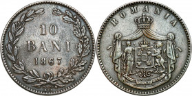 Romania
Romania, Charles I. 10 Bani 1867, Birmingham 

Patyna.Schäffer/Stambuliu 004

Details: 9,90 g Cu 
Condition: 3 (VF)