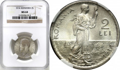 Romania
Romania. Charles I (1866-1914). 2 Lei 1914 NGC MS64 

Mennicza moneta w slabie NGC z wysoką notą.KM 43

Details: 
Condition: NGC MS64 (N...