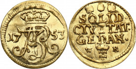Augustus III the Sas
POLSKA / POLAND / POLEN / SACHSEN / SAXONY / FRIEDRICH AUGUST II / DRESDEN / LEIPZIG

August III Sas. Szeląg w złocie 1753, Gd...