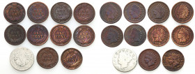 USA (United States of America)
USA. 1 - 5 cents 1887 - 1899, set of 11 

Obiegowe stany zachowania.

Details: Cu, CuNi 
Condition: 3/5 (VF/5)