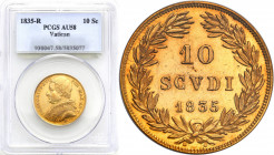 Vatican
Vatican. Gregor XVI (1831-1846). 10 scudi 1835 R, Rome PCGS AU58 - BEAUTIFUL 

Pięknie zachowana moneta. Blask menniczy.Moneta złota o wadz...