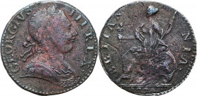 Great Britain
Great Britain. George III (1760-1820). 1/2 Penny 1774 

Patyna.KM 601

Details: 5,66 g Cu 
Condition: 3 (VF)