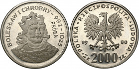 Nickel Probe Coins
POLSKA / POLAND / POLEN / PATTERN / PRL / PROBE / SPECIMEN

PRL. PROBA / SPECIMEN Nickel 2000 zlotych 1980 – Bolesław Chrobry 
...