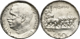 Italy
Italy, 50 Centesimi, 1924 - RARE 

Moneta ze zapiłowanym rantem, śladami obiegu, ale bardzo rzadka.&nbsp;Nakład tylko 599.000 sztuk, co jak n...
