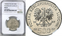 Coins Poland People Republic (PRL)
POLSKA / POLAND / POLEN / POLOGNE / POLSKO

PRL. 500 zlotych 1989 Władysław Jagiełło NGC MS65 

Piękny, mennic...