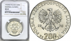 Coins Poland People Republic (PRL)
POLSKA / POLAND / POLEN / POLOGNE / POLSKO

PRL. 200 zlotych 1976 Igrzyska XXI Olimpiady NGC MS65 

Wyśmienity...