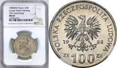 Coins Poland People Republic (PRL)
POLSKA / POLAND / POLEN / POLOGNE / POLSKO

PRL. 100 zlotych 1988 Powstanie Wielkopolskie NGC MS67 (2 MAX) 

D...