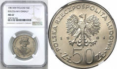 Coins Poland People Republic (PRL)
POLSKA / POLAND / POLEN / POLOGNE / POLSKO

PRL. 50 zlotych 1981 Bolesław Śmiały NGC MS67 (2 MAX) 

Druga najw...