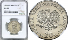 Coins Poland People Republic (PRL)
POLSKA / POLAND / POLEN / POLOGNE / POLSKO

PRL. 20 zlotych 1983 Marceli Nowotko NGC MS66 (2 MAX) 

Druga najw...