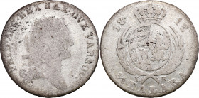 Duchy of Warsaw
POLSKA/ POLAND/ POLEN / POLOGNE / POLSKO

Księstwo Warszawskie. 1/3 talara (2 zlote) 1812 IB, Warsaw 

Aw.: Głowa księcia Frydery...