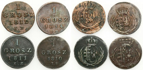Duchy of Warsaw
POLSKA/ POLAND/ POLEN / POLOGNE / POLSKO

Księstwo Warszawskie. 1 Grosz / Groschen 1810 IS, 1811 IS, 1812 IB, 1814 IB, Warsaw, set ...