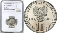Coins Poland People Republic (PRL)
POLSKA / POLAND / POLEN / POLOGNE / POLSKO

PRL. 10 zlotych 1983 Bolesław Prus NGC MS 65 PL (Proof like) (MAX) ...