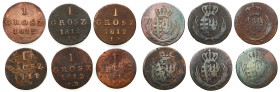 Duchy of Warsaw
POLSKA/ POLAND/ POLEN / POLOGNE / POLSKO

Księstwo Warszawskie. Grosz / Groschen 1811-1814, Warsaw, set 6 coins 

Zestaw zawiera ...