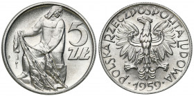 Coins Poland People Republic (PRL)
POLSKA / POLAND / POLEN / POLOGNE / POLSKO

PRL. 5 zlotych 1959 Rybak – BEAUTIFUL 

Idealnie zachowania moneta...