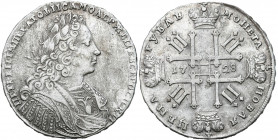 Collection of russian coins
RUSSIA / RUSSLAND / РОССИЯ

Rosja, Peter II. Rubel (Rouble) 1728, Petersburg - RARE 

Aw.: Popiersie cara w zbroi okr...