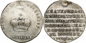 Collection of russian coins
RUSSIA / RUSSLAND / РОССИЯ

Rosja, Catherine II. Żeton koronacyjny 1762 - RARE 

Ślad po zawieszce na godzinie 12. Pa...