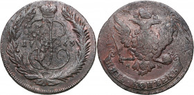 Collection of russian coins
RUSSIA / RUSSLAND / РОССИЯ

Rosja Catherine II. 5 Kopek (kopeck) 1763 MM, Krasnyj Dvor (Moskwa) 

Aw.: Ukoronowany mo...