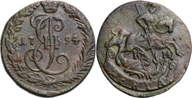 Collection of russian coins
RUSSIA / RUSSLAND / РОССИЯ

Rosja, Catherine II. Denga (1/2 Kopek (kopeck)) 1795 KM, Suzun 

Rzadszy rocznik. Patyna....