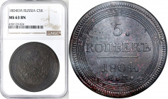 Collection of russian coins
RUSSIA / RUSSLAND / РОССИЯ

Rosja, Alexander I. 5 Kopek (kopeck) 1804 EM, Jekaterinburg NGC MS63 BN – EXCELLENT 

Men...