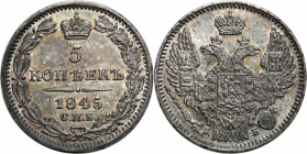 Collection of russian coins
RUSSIA / RUSSLAND / РОССИЯ

Rosja. Nicholas I. 5 Kopek (kopeck) 1845 СПБ-КБ, Petersburg – EXCELLENT 

Wspaniale zacho...