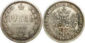 Collection of russian coins
RUSSIA / RUSSLAND / РОССИЯ

Rosja. Alexander II. Rubel (Rouble) 1878 СПБ-НФ, Petersburg 

Aw.: Dwugłowy orzeł rosyjsk...