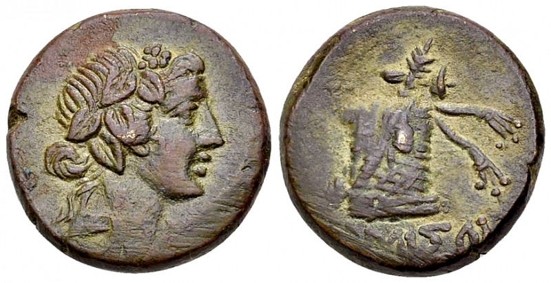 Amisos AE20, c. 105-65 BC 

Amisos, Pontos. AE20 (8.54 g), c. 105-65 BC (time ...
