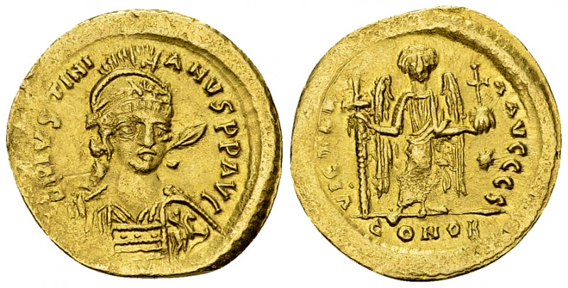 Iustinianus I AV Solidus 

Iustinianus I (527-565 AD). AV Solidus (21 mm, 4.27...