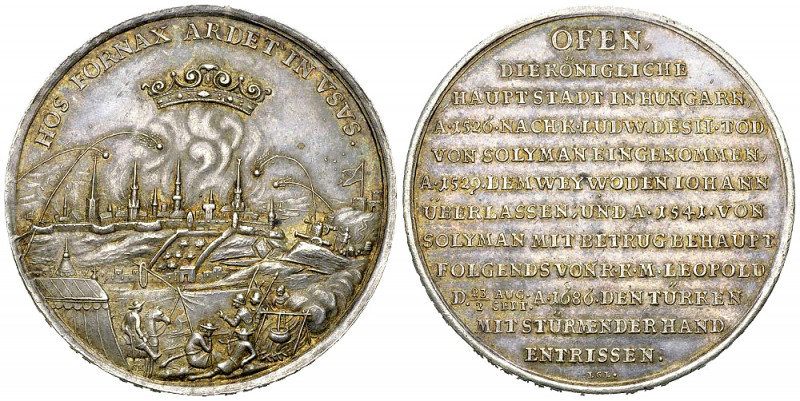 Leopold I, AR Medaille 1686, Einnahme von Ofen 

RDR. Leopold I (1657-1705). A...