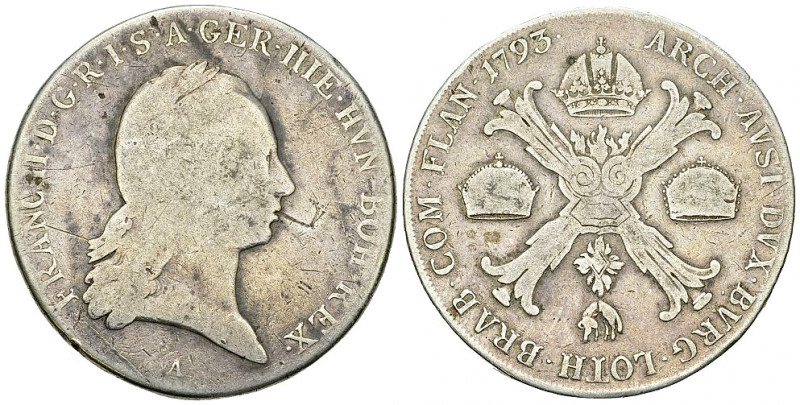 Franz II, AR Kronentaler 1793 A, Wien 

Austria. Franz II. AR Kronentaler 1793...
