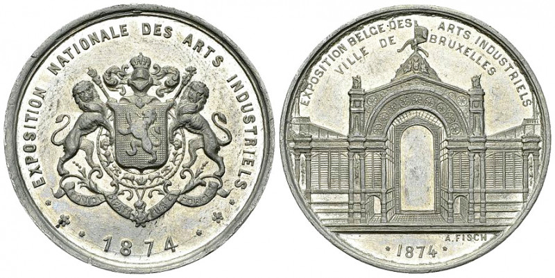 Belgium, WM Medal 1874 

Belgium. WM Medal 1874 (), Exposition nationale des a...