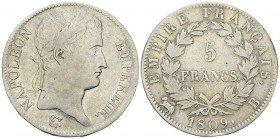 Napoléon I, AR 5 Francs 1809 B, Rouen