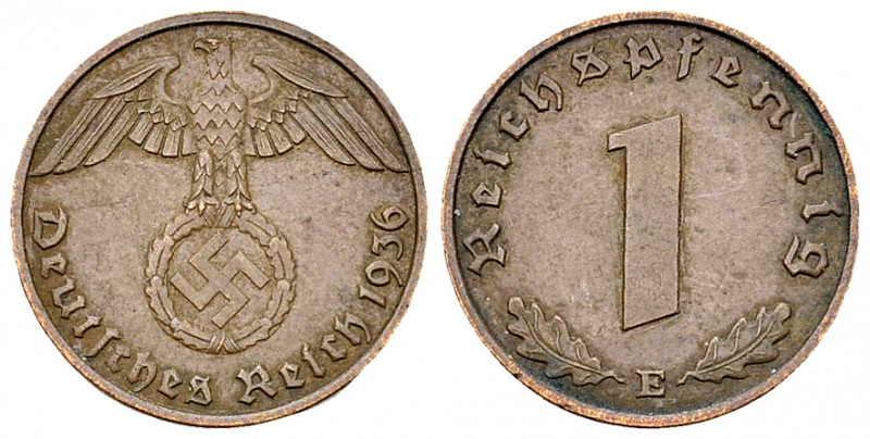 Drittes Reich, 1 Reichspfennig 1936 E, selten 

Deutschland. Drittes Reich. 1 ...