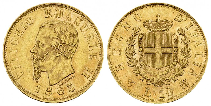 Vittorio Emanuele II, AV 10 Lire 1863, Torino 

Italia, Regno. Vittorio Emanue...