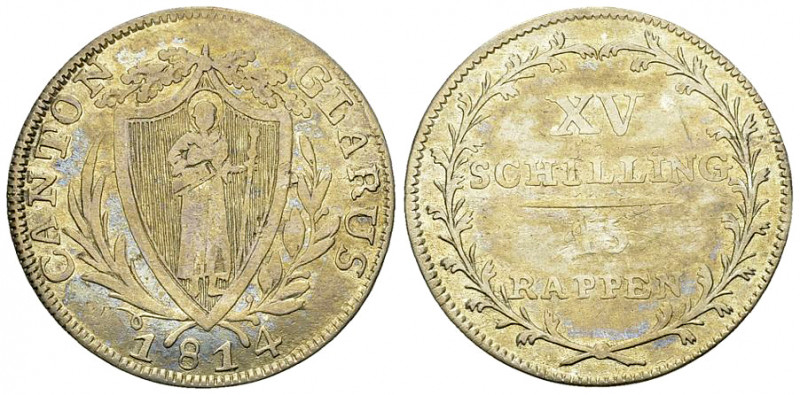 Glarus, AR 15 Schillinge 1814 

Schweiz, Glarus. AR 15 Schillinge 1814 (26 mm,...