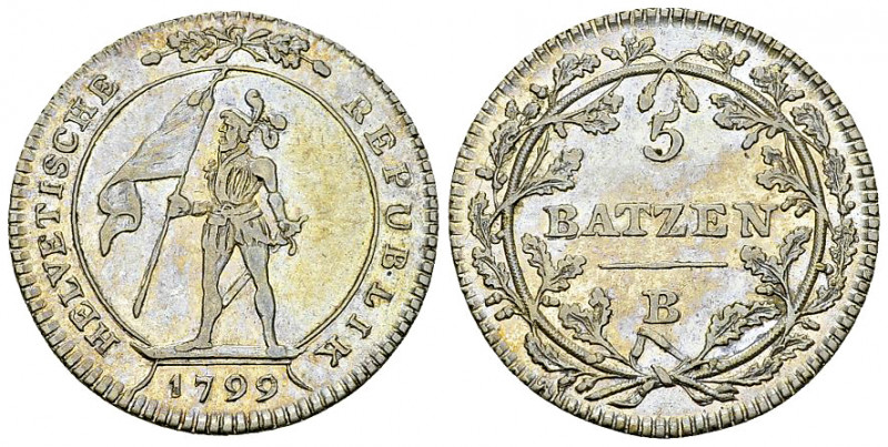 Helvetische Republik, AR 5 Batzen 1799 B 

Schweiz, Helvetische Republik. AR 5...