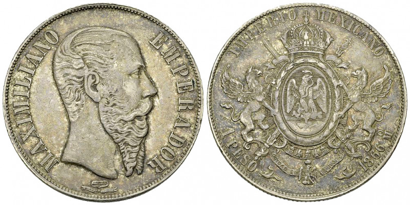 Maximilian I AR Peso 1866 Mo 

Mexico, Segundo Imperio Mexicano. Maximilian I ...