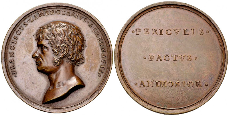 Bologna, AE Medaille 1804, Francesco Zambeccari 

Luftfahrt-Medaillen. Italien...