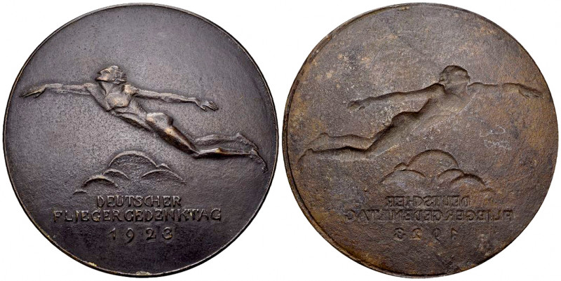 Deutschland, Einseitite Bronzegussmedaille 1923, Fliegergedenktag 

Luftfahrt-...