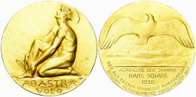 Schweiz, Vergoldete AE Medaille 1930, Hans Schaer