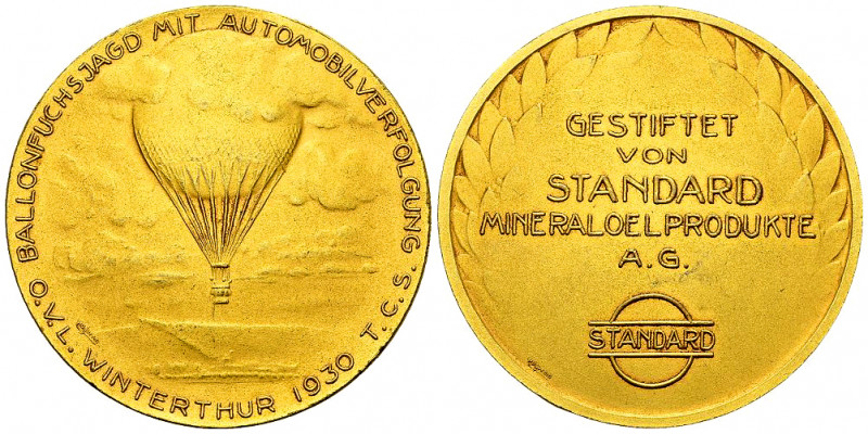 Winterthur, Vergoldete AE Medaille 1930, Ballonfuchsjagd 

Luftfahrt-Medaillen...