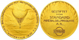 Winterthur, Vergoldete AE Medaille 1930, Ballonfuchsjagd