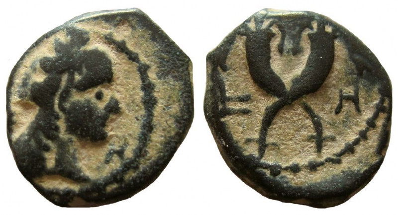 Nabataea. Aretas IV, 9 BC-40 AD. AE 13 mm. Petra mint.

Weight: 2.51 gm.
Stru...