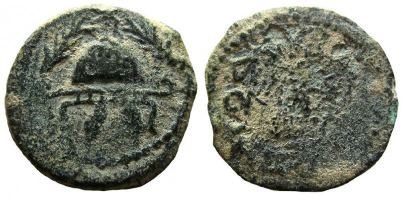 Judaea. Herod the Great, 40-4 BC. AE 8 Prutot.

Weight: 5.83 gm.
Dated year 3...